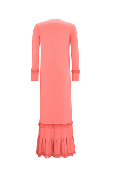 Püskül Detaylı Triko Uzun Coral Elbise - 2