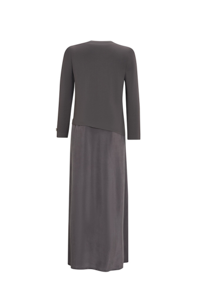 T25Y-4001 Asimetrik Kesim Cupro Triko Elbise 1318-ANTHRACITE - 2