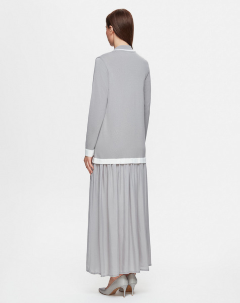 Cupro-Triko Gömlek Gri Elbise - 3