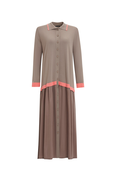 T25Y-4002 Cupro-Triko Gömlek Elbise 1237-MİNK - 4