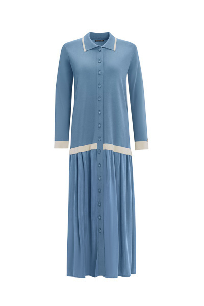 T25Y-4002 Cupro-Triko Gömlek Elbise 1237-MİNK - 8