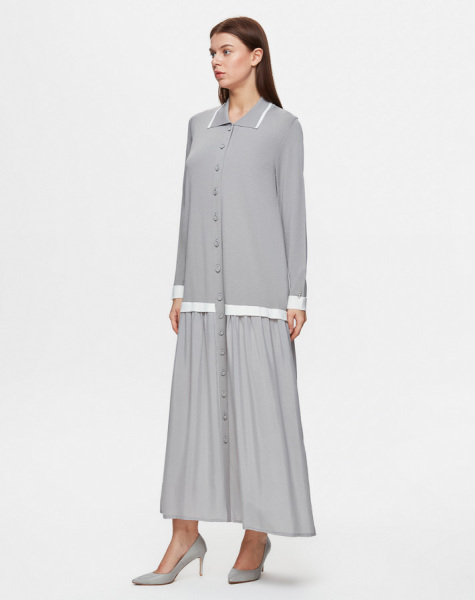 Cupro-Triko Gömlek 1237-MİNK Elbise - 2