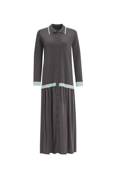 Cupro Triko Gömlek Antrasit Elbise - 1