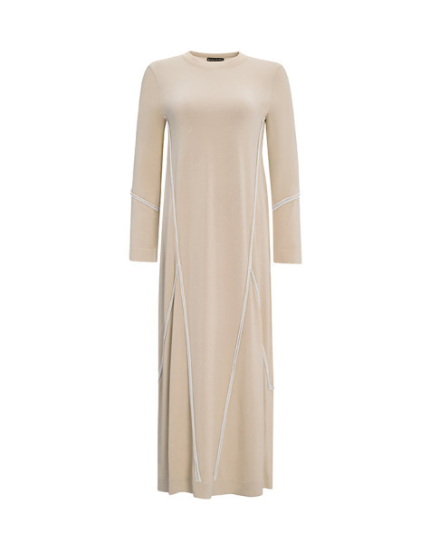 T25Y-4005 Renk Şeritli Triko Elbise 1021-SAND - 1