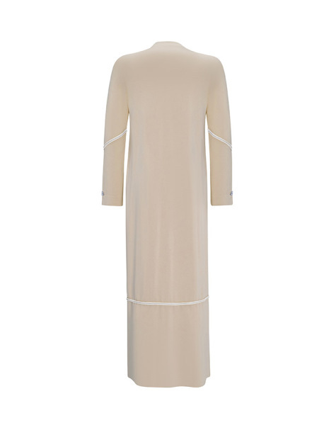 Renk Şeritli Triko Taş Rengi Elbise - 2