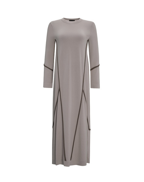 T25Y-4005 Renk Şeritli Triko Elbise 1179-GREY 