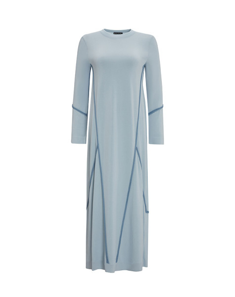 T25Y-4005 Renk Şeritli Triko Elbise 1324-LIGHT BLUE 