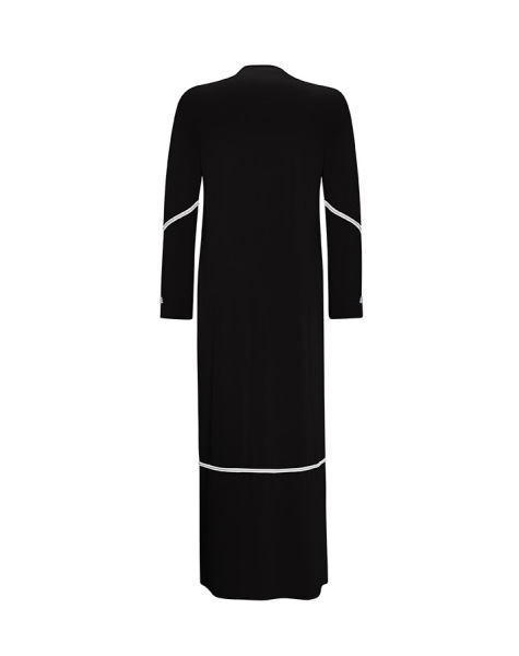 Renk Şeritli Triko Siyah Elbise - 2