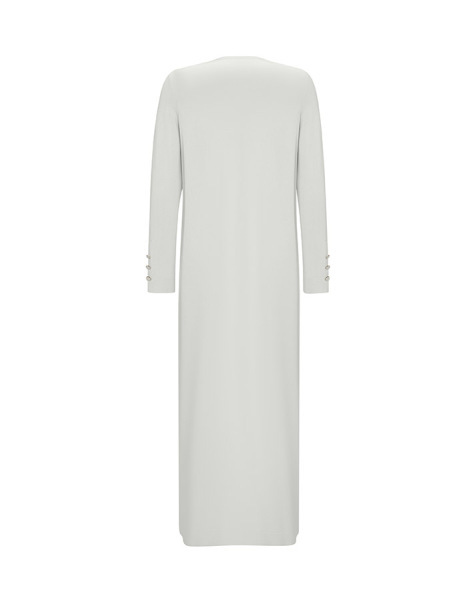 Yakası Fermuarlı Triko Uzun Ekru Elbise - 2