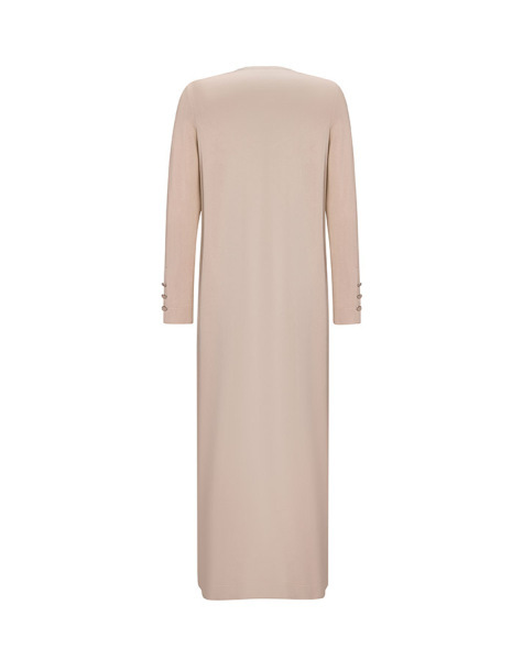 Yakası Fermuarlı Triko Uzun Somon Renk Elbise - 2