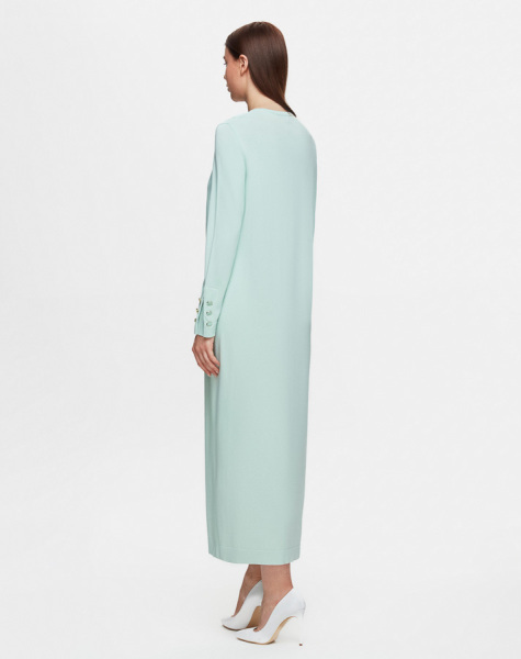 Yakası Fermuarlı Triko Uzun Elbise MİNT 1243-LIGHT - 3