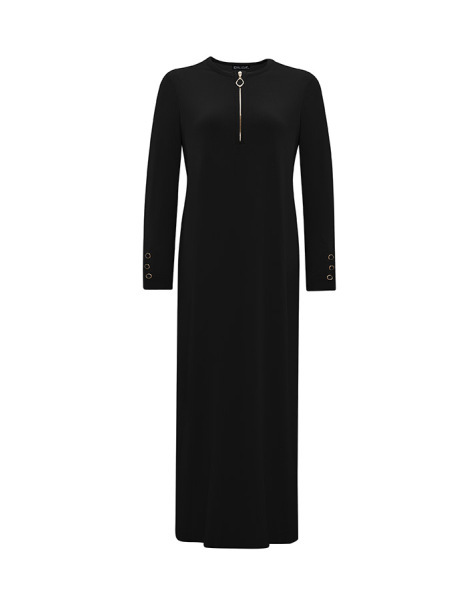 Yakası Fermuarlı Triko Uzun Elbise MİNT 1243-LIGHT - 8