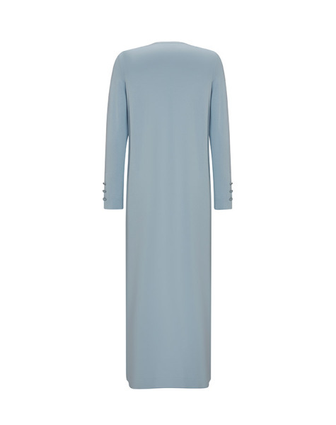 Yakası Fermuarlı Triko Uzun Açık Mavi Elbise - 2