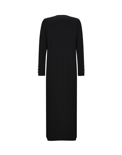 Yakası Fermuarlı Triko Uzun Siyah Elbise - 2