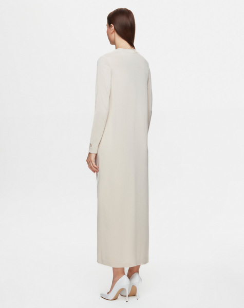 Geometrik Desenli Triko Sand Elbise - 3