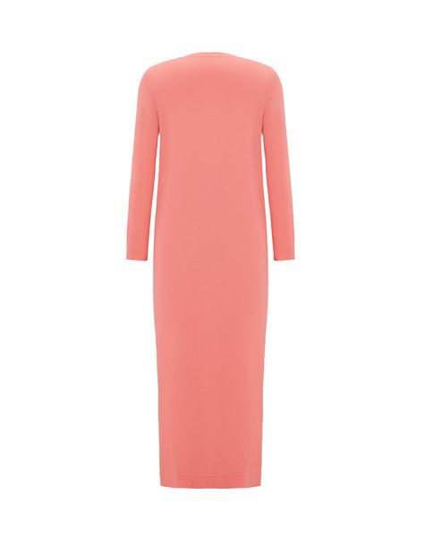 Geometrik Desenli Triko Coral Elbise - 2