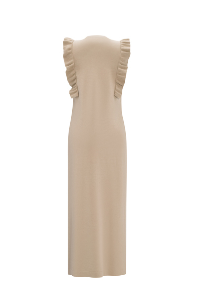 T25Y-4009 Yanları Fırfırlı Kolsuz Triko Elbise 1021-SAND - MISS DALIDA (1)