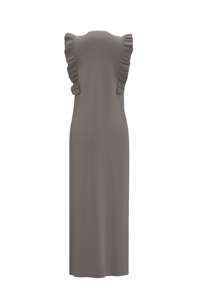 Yanları Fırfırlı Kolsuz Triko Gri Elbise - 2