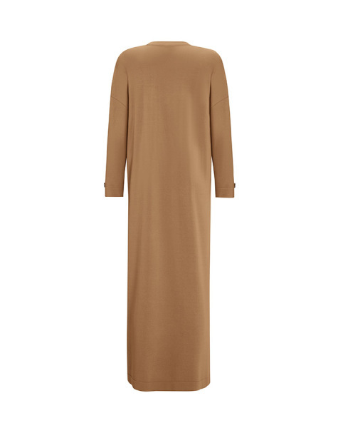 T25Y-4010 Şerit Desenli Uzun Triko Elbise 1241-CAMEL - 7
