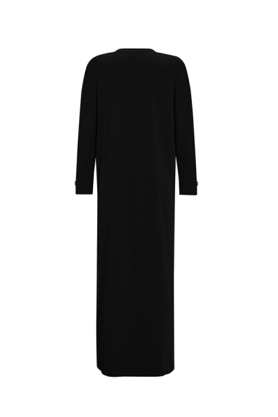 T25Y-4010 Şerit Desenli Uzun Triko Elbise BLACK - 2