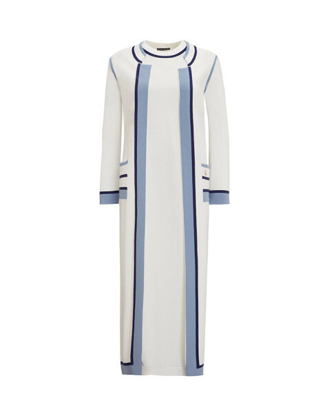 T25Y-4013 Renk Detaylı Kolsuz Triko Elbise 1012-ECRU 