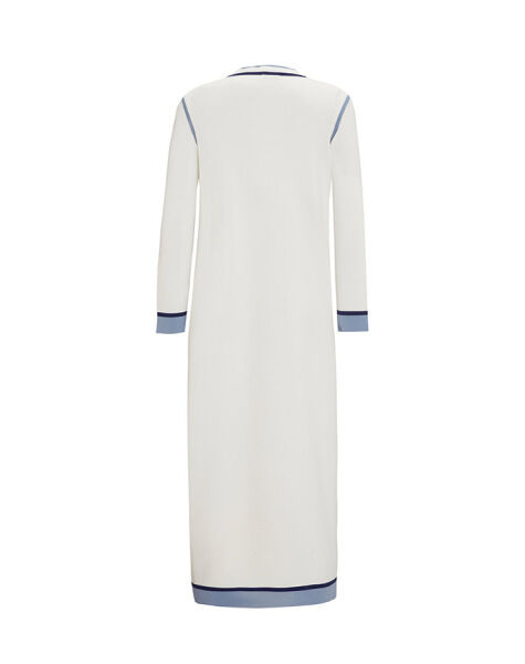 Renk Detaylı Kolsuz Triko Ekru İç Elbise - 2