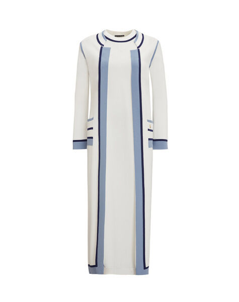 Renk Detaylı Kolsuz Triko Ekru İç Elbise - 1