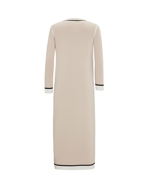 Renk Detaylı Kolsuz Triko Taş Rengi Elbise - MISS DALIDA (1)