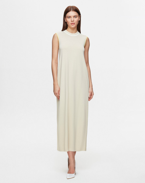 T25Y-4013 Renk Detaylı Kolsuz Triko Elbise BLACK - 1