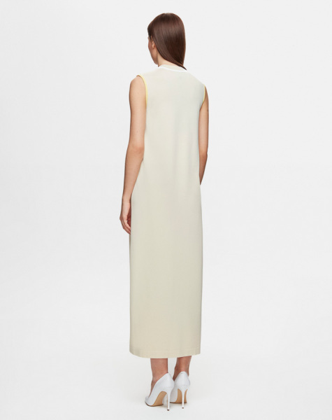 T25Y-4013 Renk Detaylı Kolsuz Triko Elbise BLACK - 2