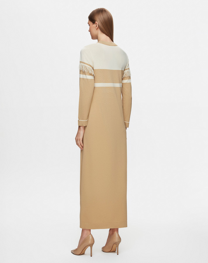 T25Y-4016 Stripe and Tassel Detailed Knitwear Dress - 4