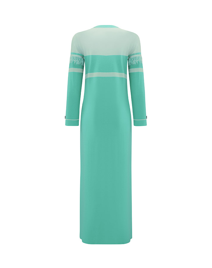 T25Y-4016 Stripe and Tassel Detailed Knitwear Dress - 8