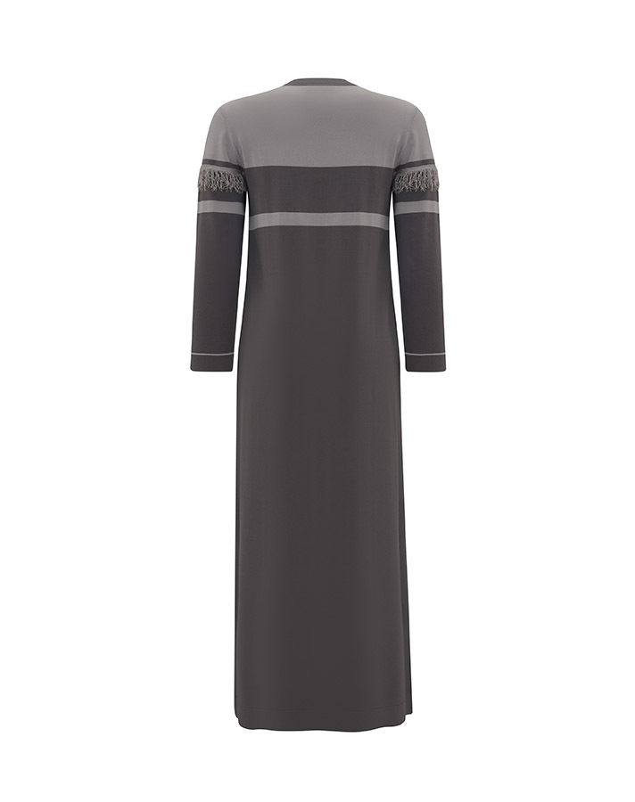 T25Y-4016 Stripe and Tassel Detailed Knitwear Dress - 10