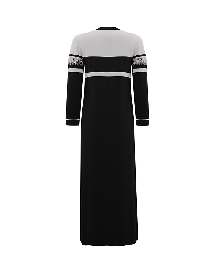 T25Y-4016 Stripe and Tassel Detailed Knitwear Dress - 12