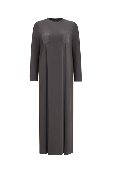 T25Y-4017 Cepleri Cupro Rahat Kesim Triko Elbise ANTHRACITE - 1