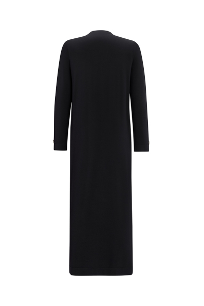 T25Y-4017 Cepleri Cupro Rahat Kesim Triko Elbise BLACK - 2