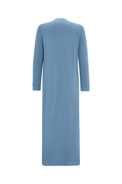 T25Y-4017 Cepleri Cupro Rahat Kesim Triko Elbise BLUE - 9