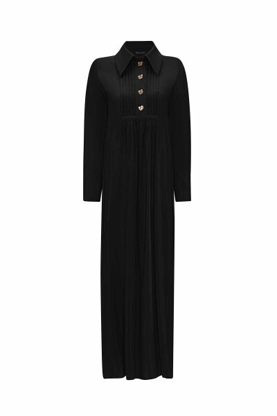 Shirt Collar Ribbed Cupro Dress 