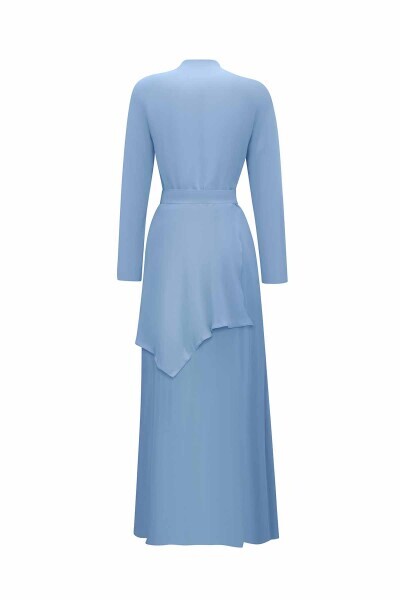 Brit Detaylı Cupro Mavi Gömlek - 2