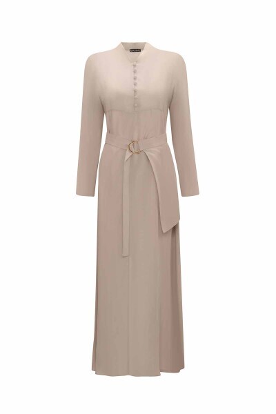 Brit Detaylı Cupro Taş Rengi Gömlek 