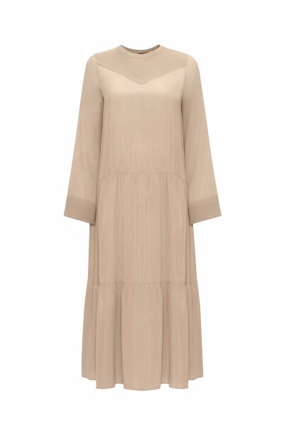 Crew Neck Flower Brooch Cupro Dress - MISS DALIDA