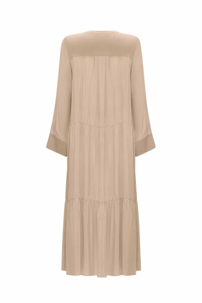 Crew Neck Flower Brooch Cupro Dress - MISS DALIDA (1)