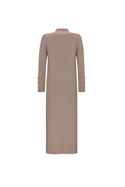 T25Y-4023 Dik Yaka Düğme Detaylı Elbise 1237-MİNK - 2