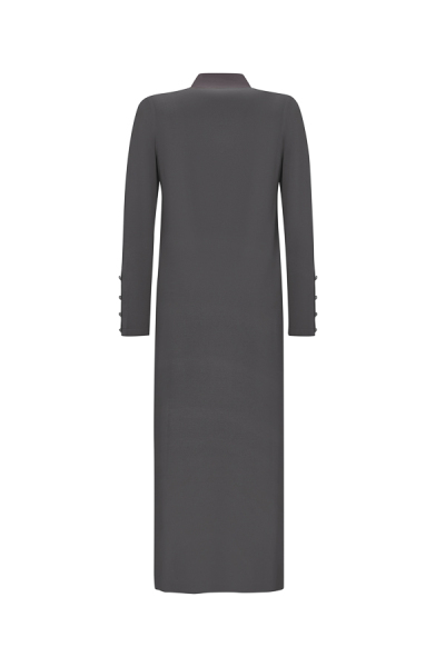 T25Y-4023 Dik Yaka Düğme Detaylı Elbise 1318-ANTHRACITE - 2