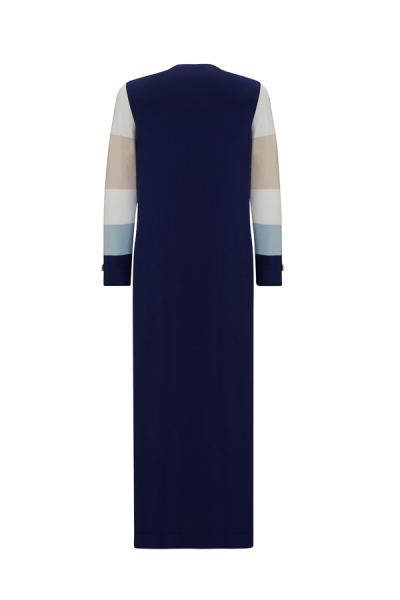 T25Y-4024 Renkli Desenli Triko Elbise 1167-NAVY BLUE - 9