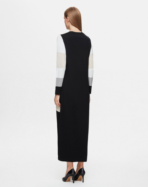 T25Y-4024 Renkli Desenli Triko Elbise BLACK - 3