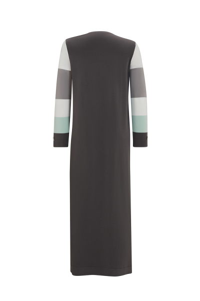 T25Y-4024 Renkli Desenli Triko Elbise BLACK - 11