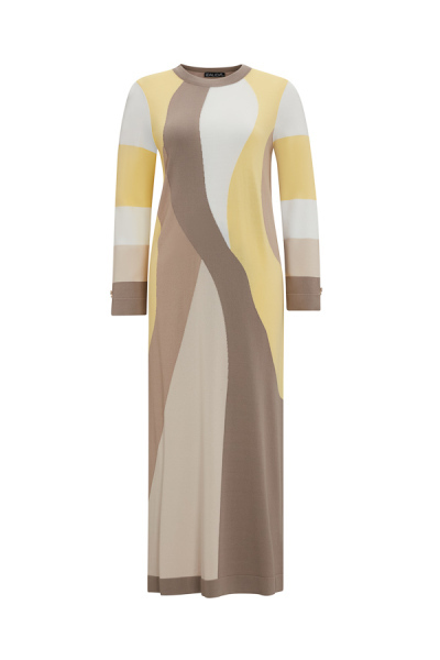 T25Y-4024 Renkli Desenli Triko Elbise BLACK - 4