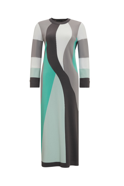 T25Y-4024 Renkli Desenli Triko Elbise BLACK - 10