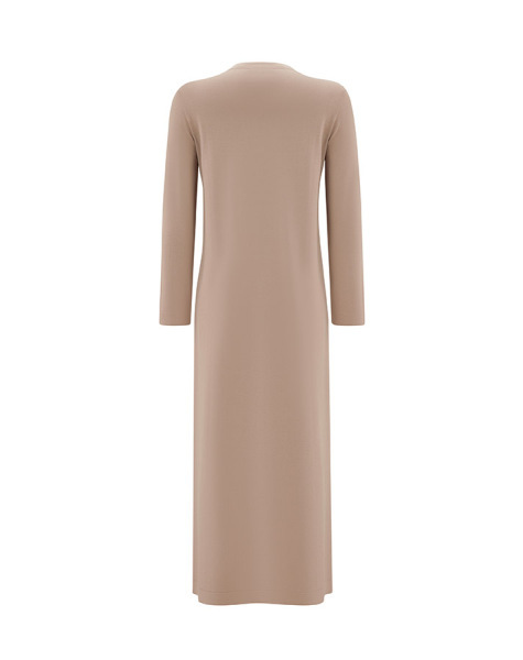 Renkli Geometrik Desenli Triko Taş Rengi Elbise - 2